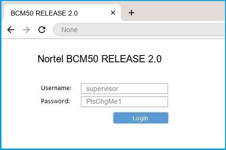 Nortel BCM50 RELEASE 2.0 router default login