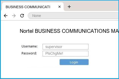 Nortel BUSINESS COMMUNICATIONS MANAGER BCM400 3.6 BCM router default login