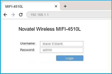 Novatel Wireless MIFI-4510L router default login
