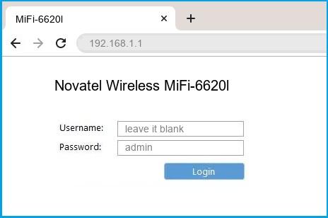 Novatel Wireless MiFi-6620l router default login