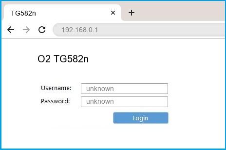 O2 TG582n router default login