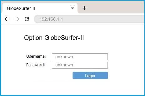 Option GlobeSurfer-II router default login