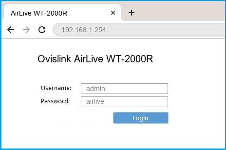 Ovislink AirLive WT-2000R router default login