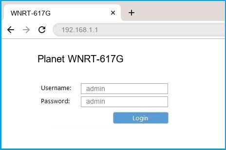 Planet WNRT-617G router default login