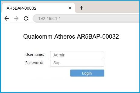 Qualcomm Atheros AR5BAP-00032 router default login