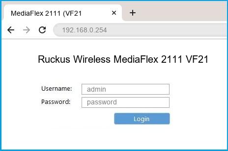 Ruckus Wireless MediaFlex 2111 VF2111 router default login