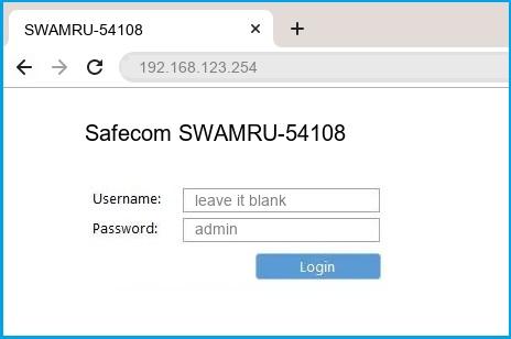Safecom SWAMRU-54108 router default login