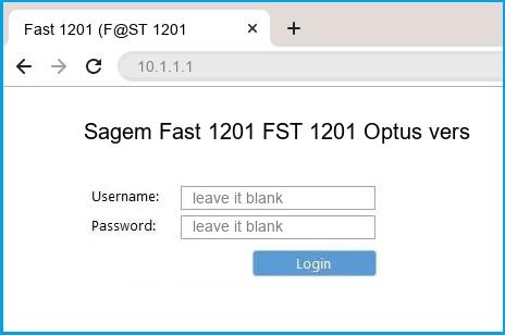 Sagem Fast 1201 FST 1201 Optus version router default login