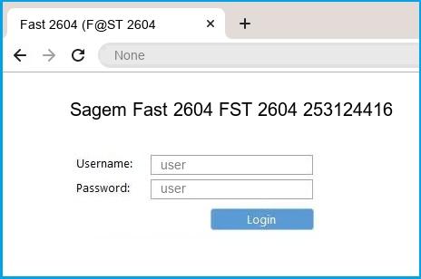 Sagem Fast 2604 FST 2604 253124416 router default login