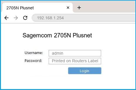 Sagemcom 2705N Plusnet router default login