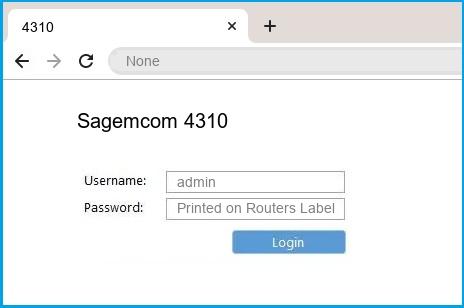Sagemcom 4310 router default login
