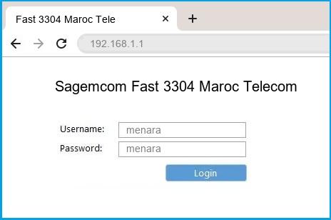 Sagemcom Fast 3304 Maroc Telecom router default login