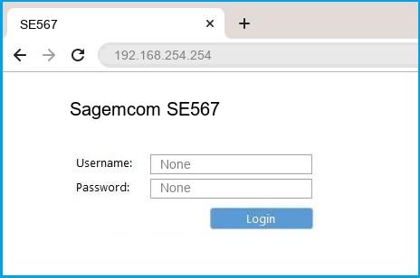 Sagemcom SE567 router default login