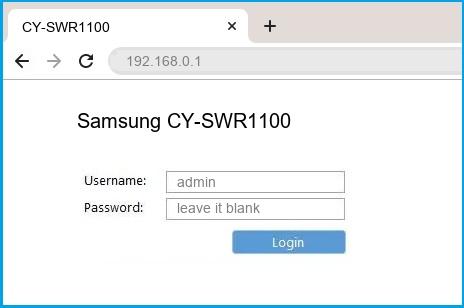 Samsung CY-SWR1100 router default login
