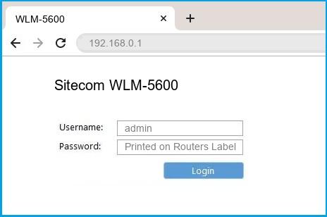 Sitecom WLM-5600 router default login