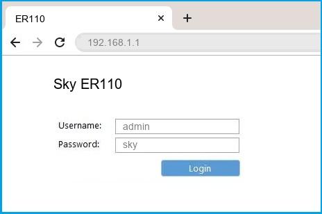 Sky ER110 router default login