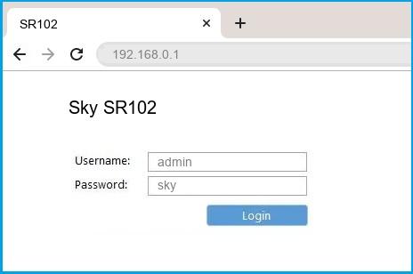Sky SR102 Router Login and Password