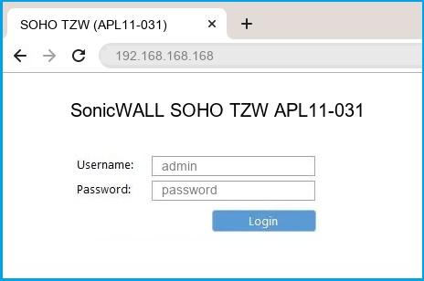 SonicWALL SOHO TZW APL11-031 router default login