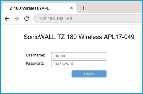 SonicWALL TZ 180 Wireless APL17-049 router default login