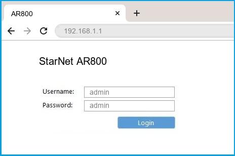 StarNet AR800 router default login