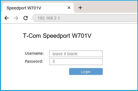 T-Com Speedport W701V router default login