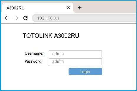 TOTOLINK A3002RU router default login