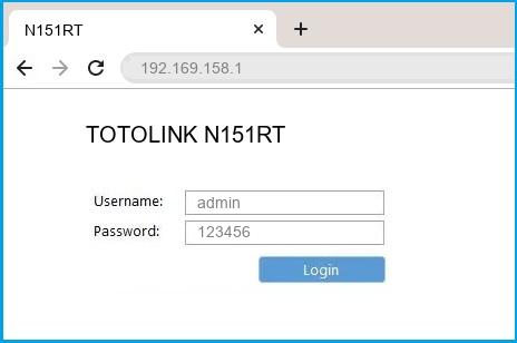 TOTOLINK N151RT router default login