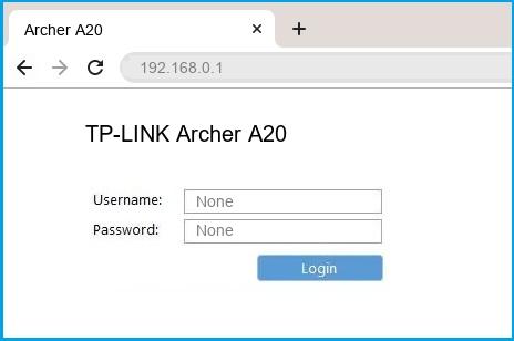 TP-LINK Archer A20 router default login