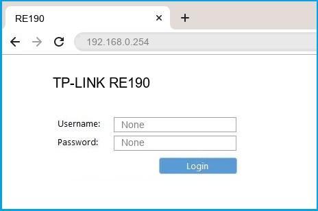 TP-LINK RE190 router default login