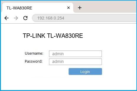 TP-LINK TL-WA830RE router default login
