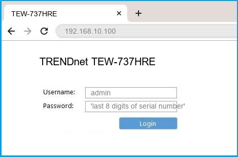 TRENDnet TEW-737HRE router default login