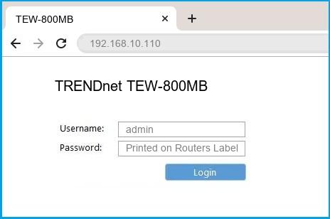 TRENDnet TEW-800MB router default login