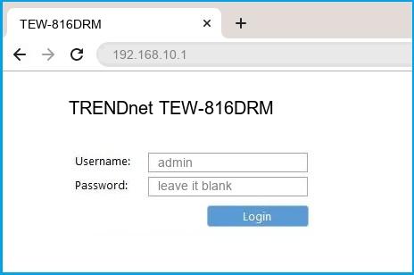 TRENDnet TEW-816DRM router default login