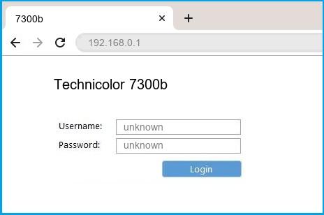 Technicolor 7300b router default login