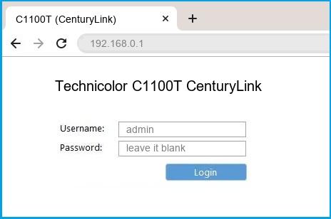 Technicolor C1100T CenturyLink router default login