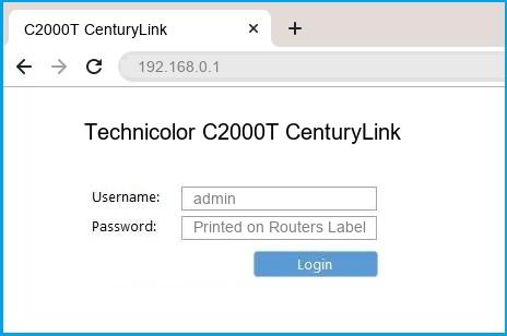 Technicolor C2000T CenturyLink router default login