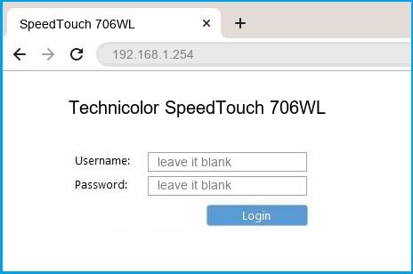 Technicolor SpeedTouch 706WL router default login