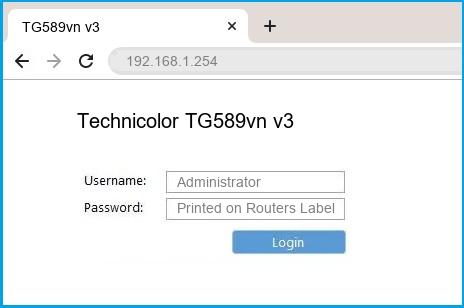 Technicolor TG589vn v3 router default login