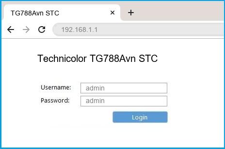 Technicolor TG788Avn STC router default login