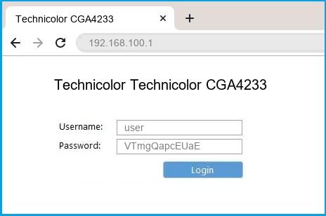 Technicolor Technicolor CGA4233 router default login