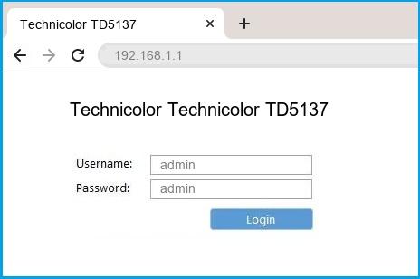 Technicolor Technicolor TD5137 router default login