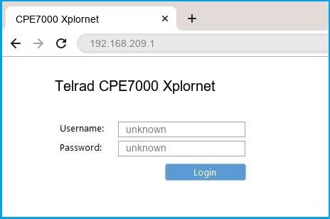 Telrad CPE7000 Xplornet router default login