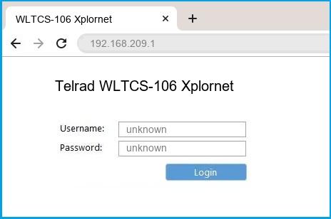 Telrad WLTCS-106 Xplornet router default login