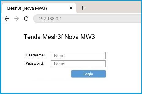Tenda Mesh3f Nova MW3 router default login