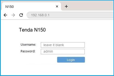 Tenda N150 router default login