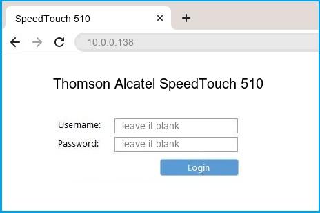 Thomson Alcatel SpeedTouch 510 router default login