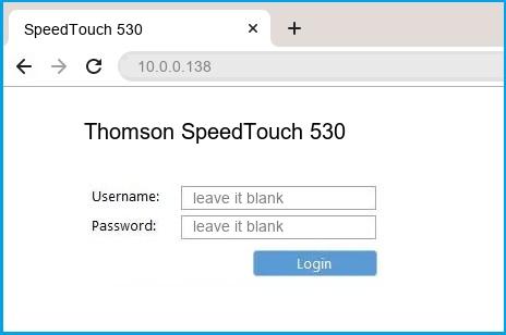 Thomson SpeedTouch 530 router default login