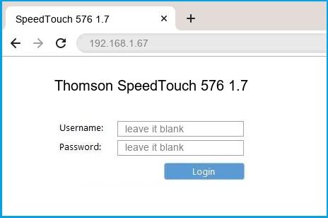 Thomson SpeedTouch 576 1.7 router default login