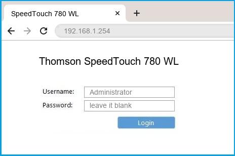 Thomson SpeedTouch 780 WL router default login