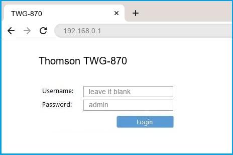 Thomson TWG-870 router default login